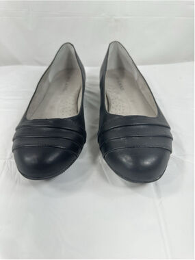 Solanz Womens Charley Size 10 W Black Slip On Ballet Flats